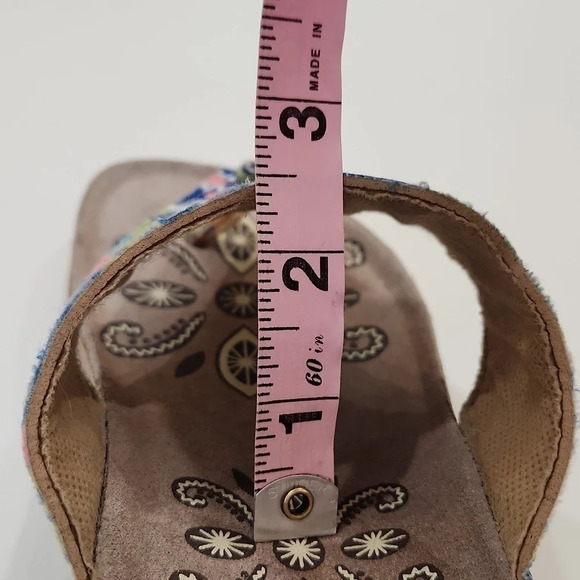 Muk Luks Cork Wedge Floral Sandals, Blue/Aqua Green,US Women's 7.5 - Picture 9 of 9